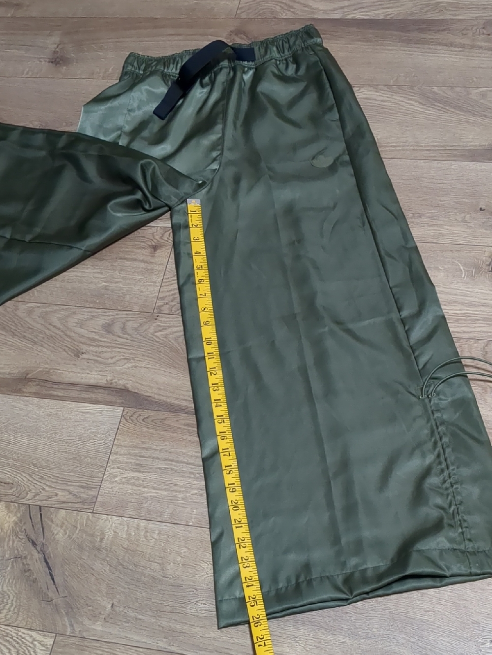 Adidas Wide Leg Satin Pants Focus Olive Loose Fit Bottoms Size Small - Picture 10 of 13